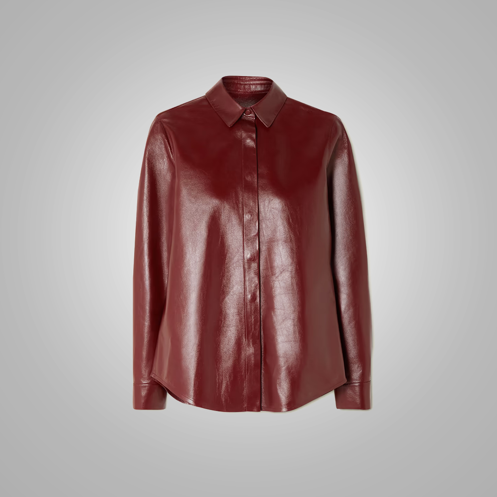 New Women's Buttery Soft Red Leather Shirt