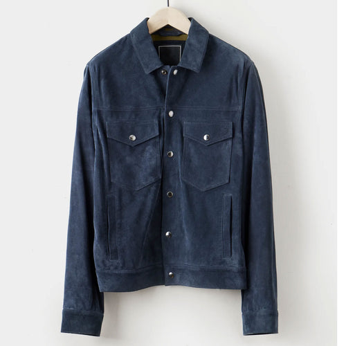 dark blue suede leather jacket