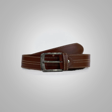 Load image into Gallery viewer, Men Best Mahogany Contrast Stitch brown Leather Belt
