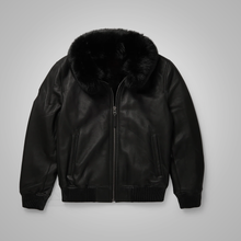 Load image into Gallery viewer, B3 Black Real Shearling Sheepskin Leather Bomber Flying Leather Jacket
