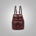Women Lambskin Brown Small Genuine Leather Backpack