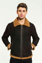 Load image into Gallery viewer, Men Aviator Toffee Shearling Jacket
