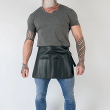 Load image into Gallery viewer, New Black Lampskin Handmade Half Apron for Men With Four front Pockets for Tools
