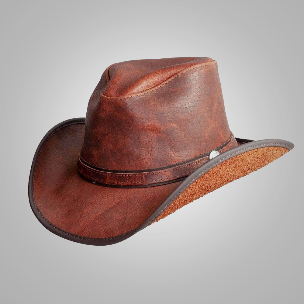 New Brown Sheepskin American Leather Cowboy Hat For Womens