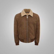 Load image into Gallery viewer, Men&#39;s B3 Brown Sheepskin Flying Aviator Shearling Bomber Leather Flying Jacket
