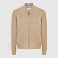 Men Brown Suede Leather Bomber Jacket
