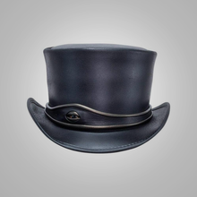 Load image into Gallery viewer, New Black Lampskin Womens Leather Top Eye Hat

