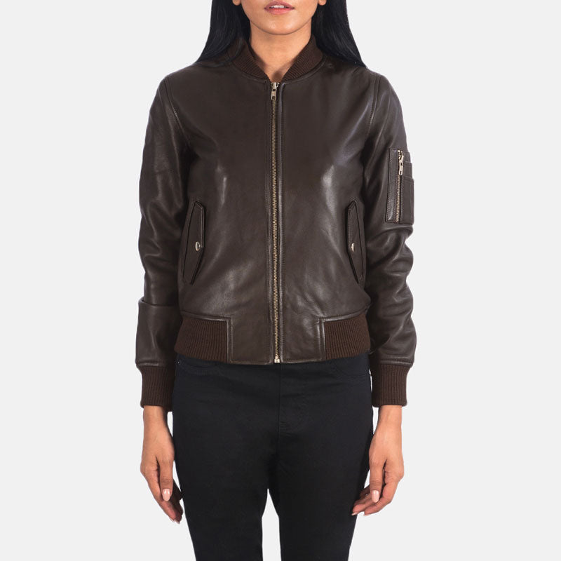 Ava Ma-1 Brown Leather Bomber Jacket