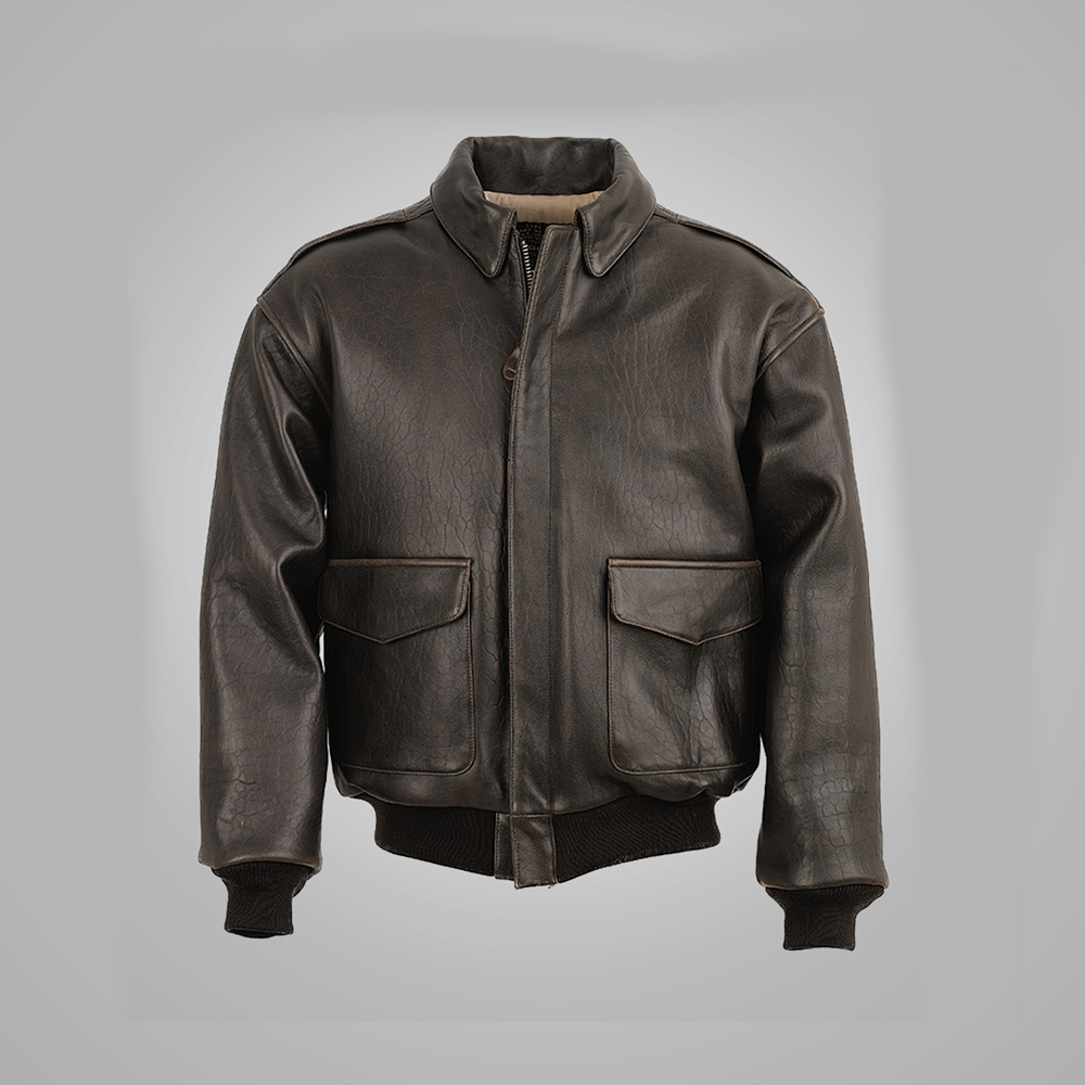 Mens Vintage Lambskin A2 Brown Flying Leather Jacket