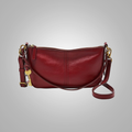 Red Embossed Python Genuine Leather Leather Bag Fur Women