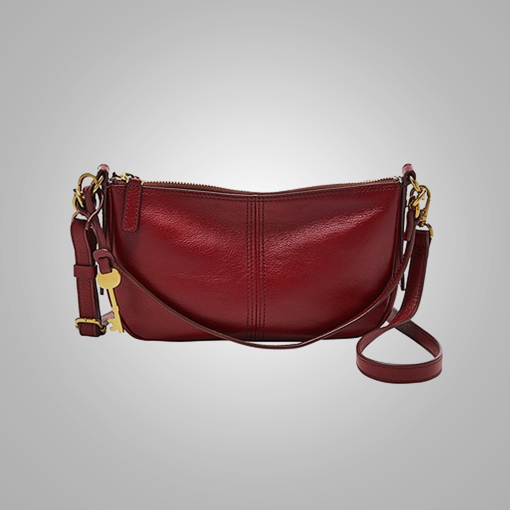 Red Embossed Python Genuine Leather Leather Bag Fur Women