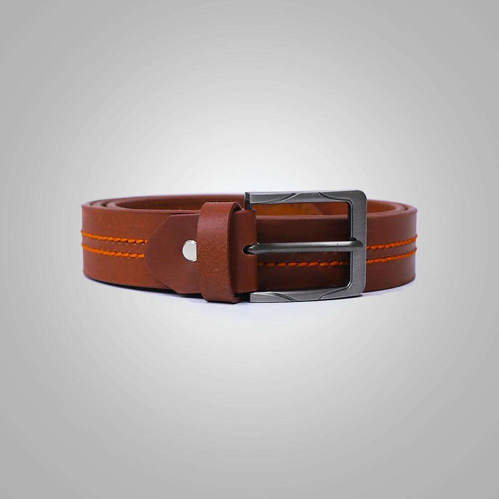 The Men Best Leather Belt with Contrast Stitching