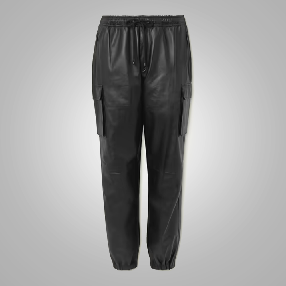 Mens Black Biker Leather Sheep Skin Pant