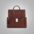 New Womens Brown Liz Croc Embossed Leather Convertible Backpack