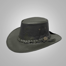 Load image into Gallery viewer, Mens Black American Cowboy Lampskin Leather Hats
