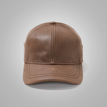Load image into Gallery viewer, New Men sheepskin Brown Leather Baseball Cap
