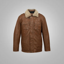 Load image into Gallery viewer, Mens Natural Brown Leather Blazer Jacket
