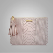 Load image into Gallery viewer, New Women Nude Embossed Python Genuine Leather Clutches
