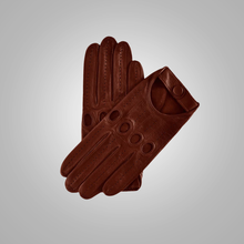 Load image into Gallery viewer, New Men Brown Gloves Inhand Sewn Perfect Strech Genuine Lambskin Leather Driving Gloves
