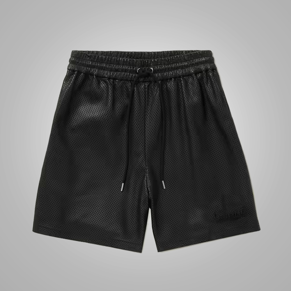 New Black Mens Leather Shorts