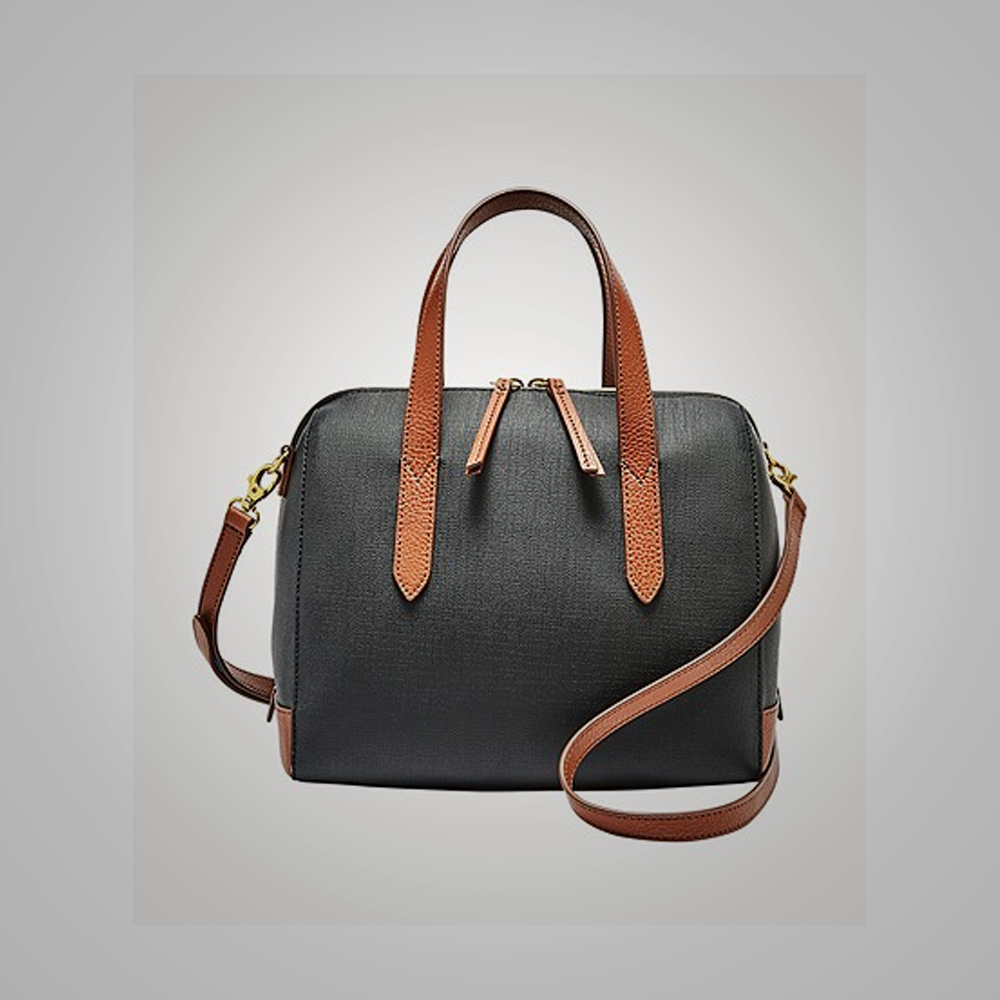 New Women Brown&Black Sheepskin Leather Genuine Handmade Bag