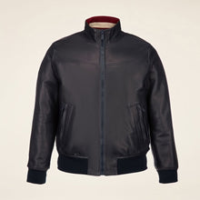 Load image into Gallery viewer, Mens Shinny Black Bomber Leather Jacket
