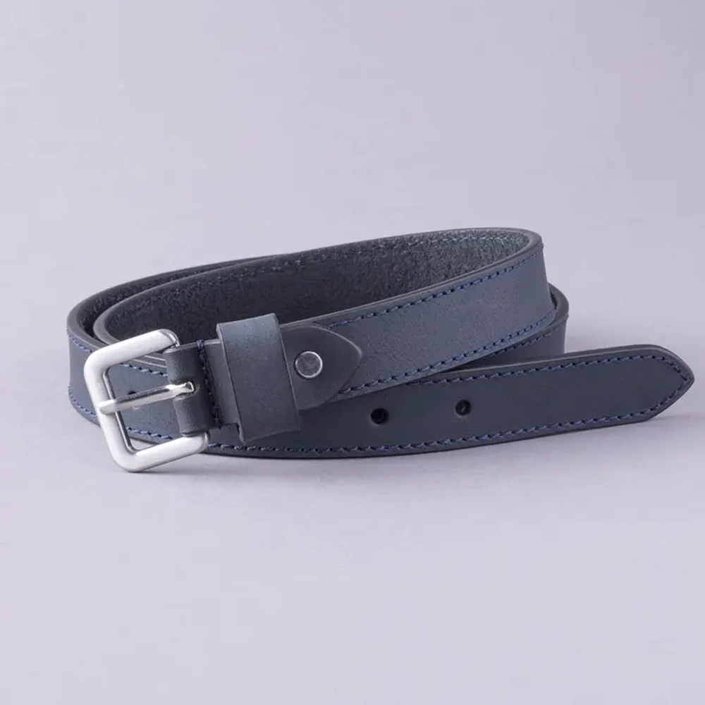 Women New Lambskin Keswick Genuine Leather Belt in Navy