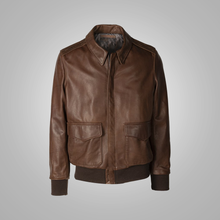 Load image into Gallery viewer, Brown Men Lambskin  A-2 Flight Leather Jacket
