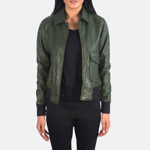 Load image into Gallery viewer, Westa A-2 Green Leather Bomber Jacket
