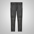 Black Mens Leather Real Sheep Skin Leather Biker Pant