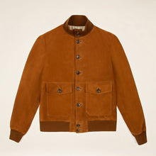 Load image into Gallery viewer, Mens Brown Suede Leather Bomber Jacket
