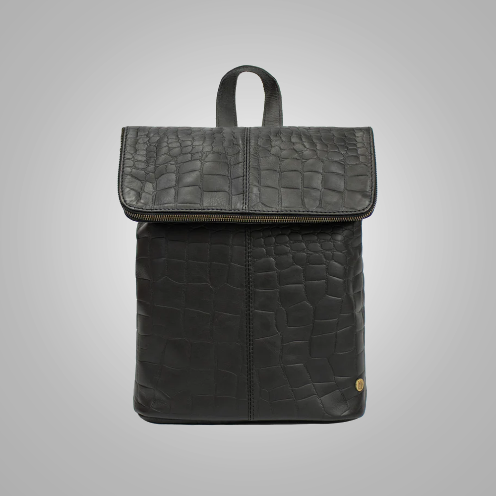New Mens Black Brass Fittings and Robust YKK Zippers Leather Backpack