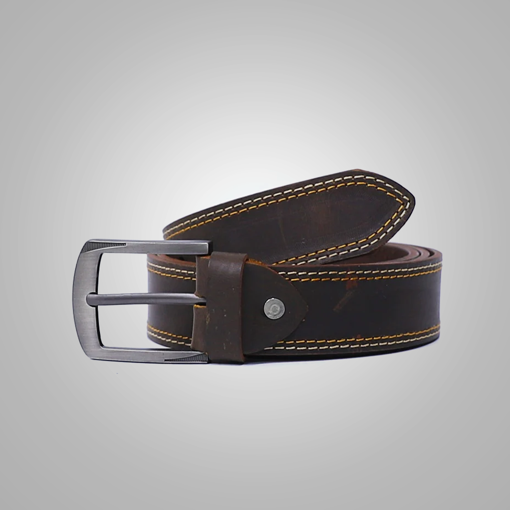 New Men Dark Brown Handmade Leather Belt