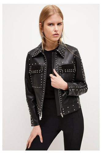 Women Studded Jackets - Leather Jacket With Spikes