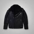 New Men Black RAF Flying Shearling Sheepskin Moto Leather Flying Jacket