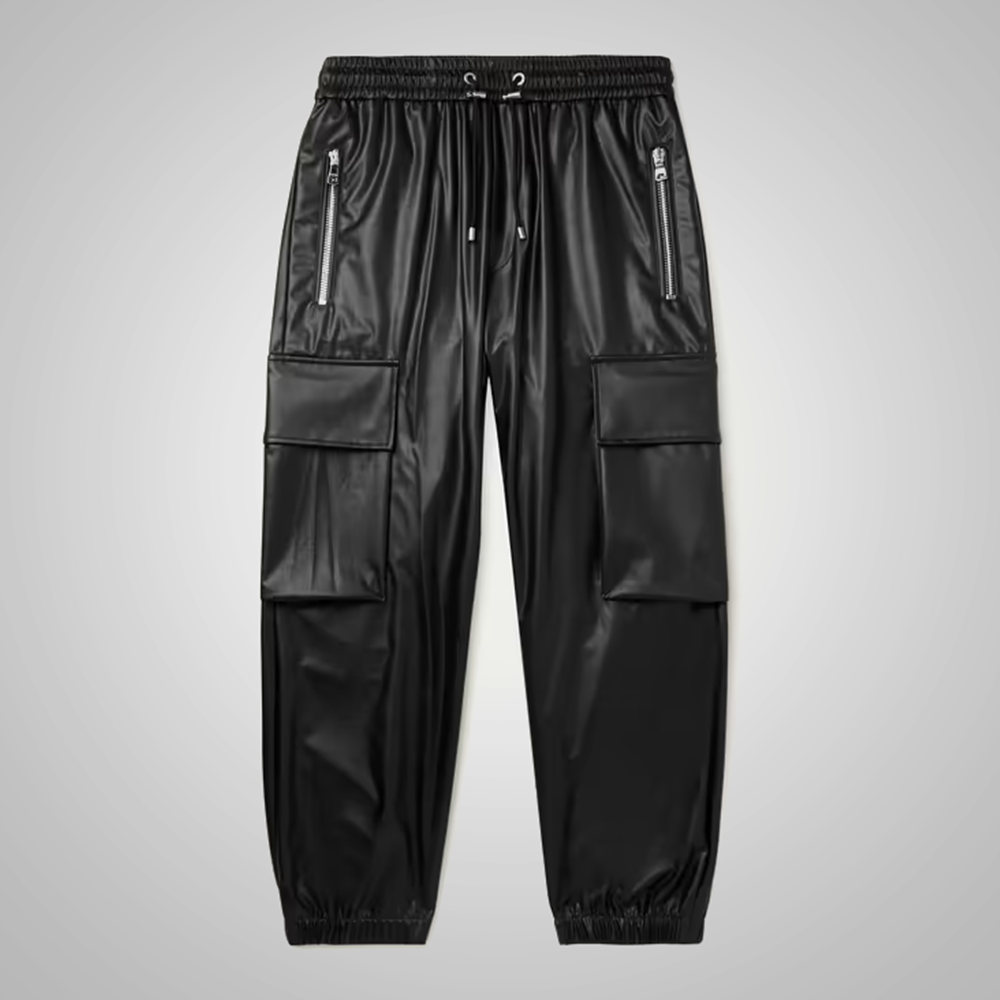 Black leather Sheep skin skinny leather jeans pant