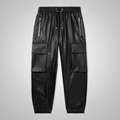 Black leather Sheep skin skinny leather jeans pant