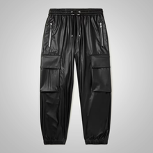 Load image into Gallery viewer, Black leather Sheep skin skinny leather jeans pant
