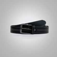 Load image into Gallery viewer, New Men White Contrast Stitch Black Leather Belt

