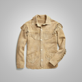 Mens Brown Western Suede Leather Jacket With Beads Fringes
