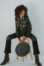 Load image into Gallery viewer, Black Women Punk Silver Spiked Studded Biker Leather Jacket
