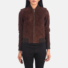 Load image into Gallery viewer, Bliss Brown Suede Bomber Jacket

