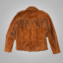 Load image into Gallery viewer, Brown Men Cowboy Style Fringes Suede Leather Western Jacket
