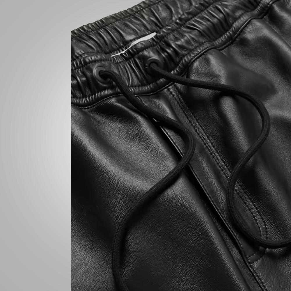 Mens Black Biker Leather Sheep Skin Pant