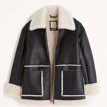 Load image into Gallery viewer, Black Women B3 RAF Aviator Brown Flight Shearling Leather Jacket
