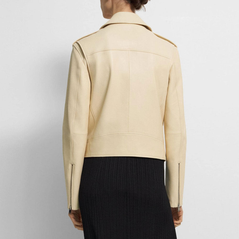 off white women's lambskin leather biker jacket