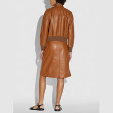 Load image into Gallery viewer, Women Brown Lambskin Bomber Biker Leather Jacket
