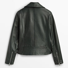 Load image into Gallery viewer, Women black Biker Leather Jacket
