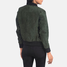 Load image into Gallery viewer, Bliss Green Suede Bomber Jacket
