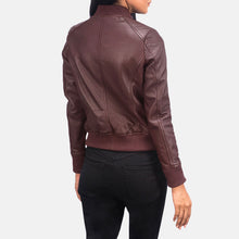 Load image into Gallery viewer, Bliss Maroon Leather Bomber Jacket
